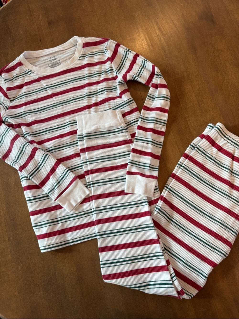 Carter's White Long Sleeve Pajama Set with Red & Green Stripes